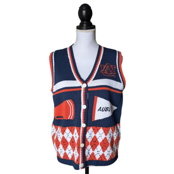 Vintage Auburn Tigers Birch Bros Embroidered Knit Sweater Vest Size Small AU - Picture 1 of 5